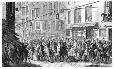 Quincampoixstraat, Parijs, 1718, 1885 door Gaspard Duchange
