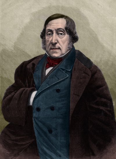 Portret van Gioachino Rossini (1792-1868), Italiaanse componist - Gravure naar de foto van Nadar door Gaspard Felix Tournachon Nadar
