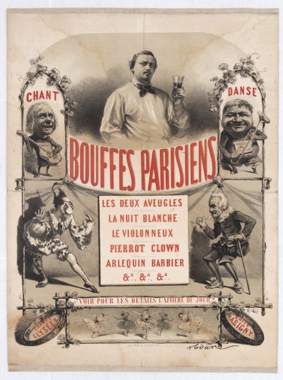 Théâtre des Bouffes-Parisiens van Jacques Offenbach, 1865 door Gaspard Félix Nadar