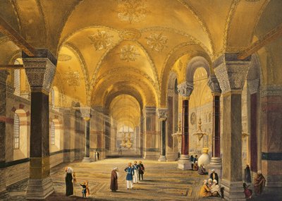 Hagia Sophia, plaat 12: de Meme-galerij in de zuidwesthoek, gegraveerd door Louis Haghe (1806-85) gepubliceerd 1852 door Gaspard Fossati
