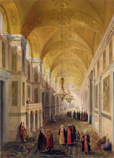 Haghia Sophia, plaat 2: de narthex, gegraveerd door Louis Haghe, gepubliceerd 1852 door Gaspard Fossati