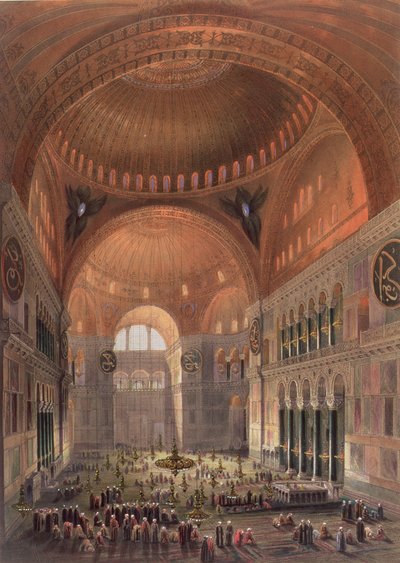 Interieur van de Hagia Sophia, Constantinopel, uitgegeven 1852 door Gaspard Fossati