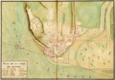 Gaspard-Joseph Chaussegros de Lery, Plan van de stad Quebec, 1727 door Gaspard Joseph Chaussegros de Léry