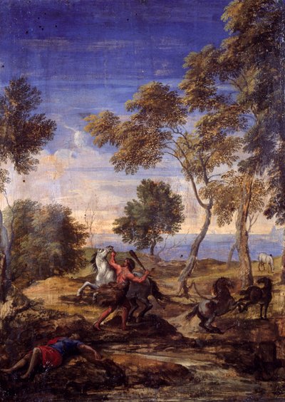 Plattelandsgevecht van de centauren door Gaspard Poussin (school of) Dughet