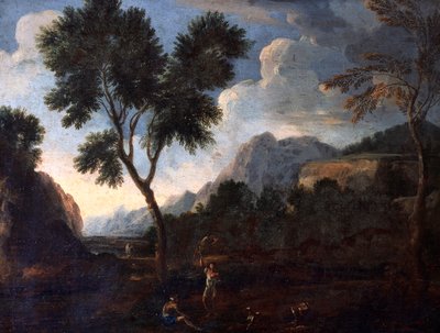 Jagers in een vallei door Gaspard Poussin Dughet