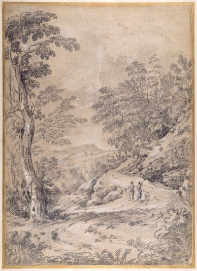 Bergweg kronkelend door bos en rotsen door Gaspard Poussin Dughet