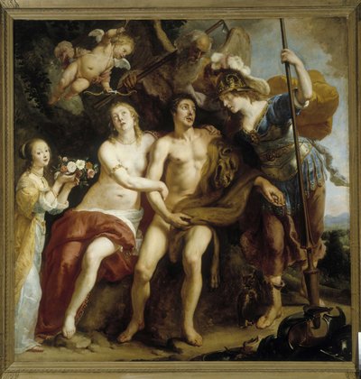 Hercules, Omphale en Minerva door Gaspard de Crayer