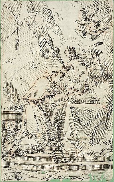 De heilige Antonius van Padua en het Kindje Jezus door Gaspare Diziani
