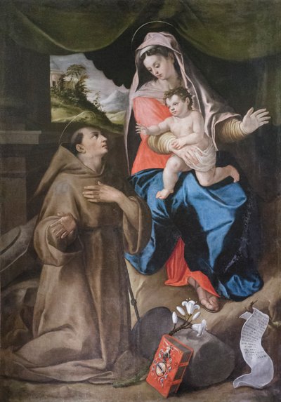 Madonna met Kind en Sint Antonius van Padua door Gaspare Gasparini