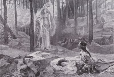 De Openbaring (Brunnhilde ontdekt Sieglinde en Siegmund) door Gaston Bussiere