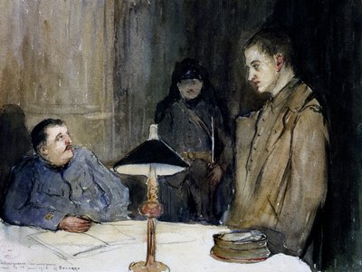 Ondervraging van Duitse gevangene door Gaston Hippolyte Boucart