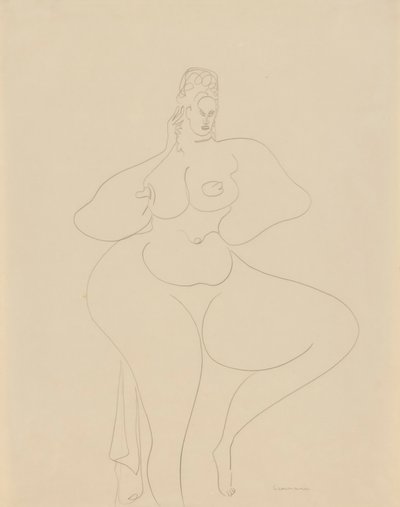 (Naakte danseres met gordijn) door Gaston Lachaise