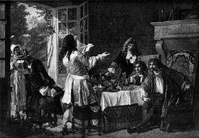 Diner bij Molière in Auteuil. Allusie op de anekdote van 