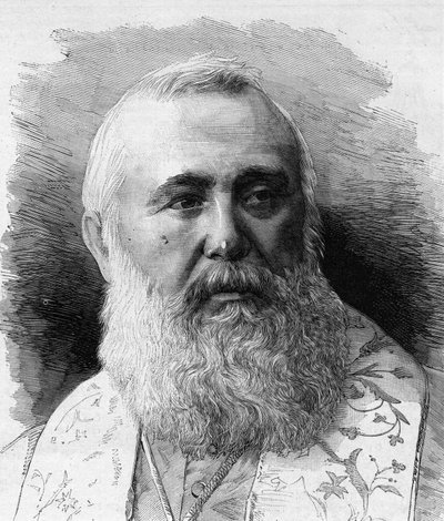Portret van Charles Lavigerie (1825-1892) Aartsbisschop van Algiers, Kardinaal Primaat van Afrika. Gravure door M.G. Vuillier in 