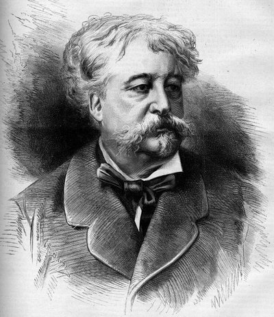 Portret van Jules Noriac (1827-1882) Franse schrijver, criticus en journalist. Gravure door G. Vuillier in 
