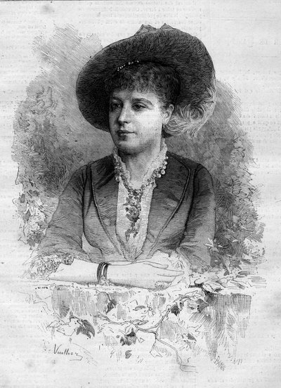 Portret van Rosita Mauri (1849-1923), Spaanse klassieke danseres. Gravure door Vuillier in 