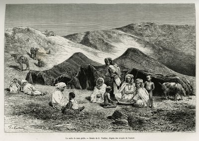 De nezla (verwant) van mijn gids. Gravure door G.Vuillier, ter illustratie van de Algerijnse Sahara, door V.Largeau, 1874-1878, gepubliceerd in 