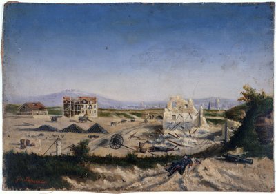 Le Fort de Vanves, tijdens de oorlog van 1870, circa 1870 (olieverf op doek) door Gaston de Laperrière