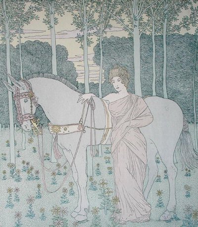 Nausicaa, illustratie uit Boek 6 van de Odyssee, vertaald door Lecomte de l