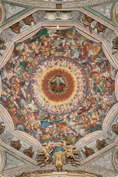 Tenhemelopneming van de Heilige Maagd, bekend als "Het koor van engelen die muziek spelen", Koepel van het transept, vanaf 1534 door Gaudenzio Ferrari