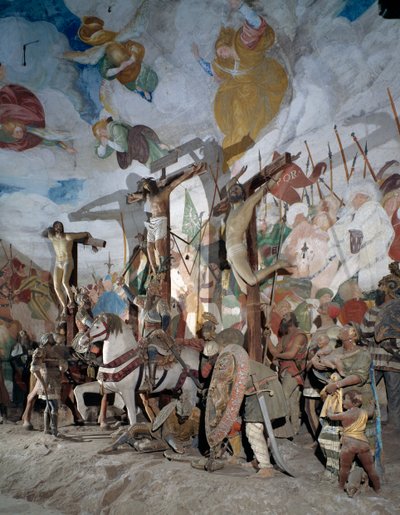Kruisiging, detail van beelden door Gaudenzio Ferrari (1475-1546), 38e kapel, Heilige Berg van Varallo Sesia (UNESCO Werelderfgoed, 2003), Piëmont, Italië door Gaudenzio Ferrari