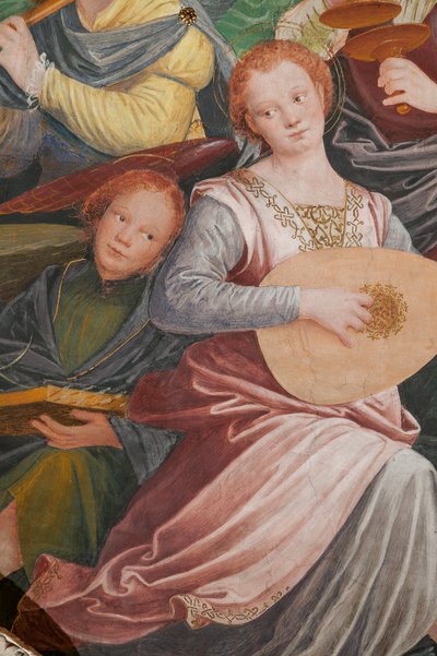 Detail van de Tenhemelopneming van de Heilige Maagd, bekend als "Het koor van engelen die muziek spelen" door Gaudenzio Ferrari