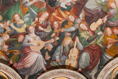 Detail van de Tenhemelopneming van de Heilige Maagd, bekend als "Het koor van engelen die muziek spelen" door Gaudenzio Ferrari