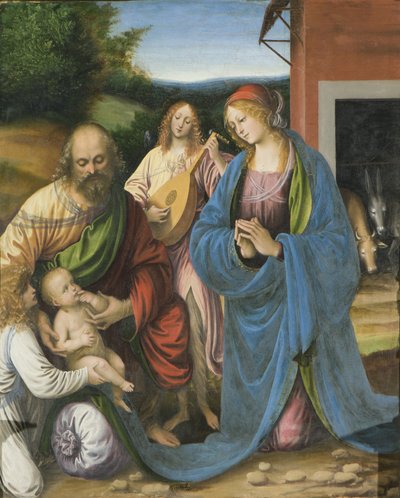 Detail van de Geboorte en Laatste Avondmaal, Polyptiek, 1511 (detail) door Gaudenzio Ferrari