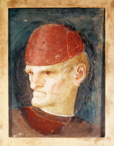 Italië, Varallo, Fragment van fresco van een hoofd door Gaudenzio Ferrari