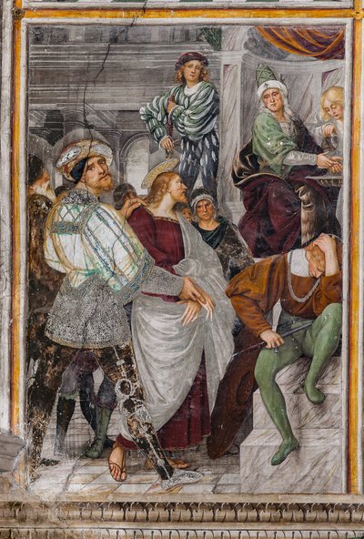 Jezus voor Pilatus, detail van "Het leven en de Passie van Christus" door Gaudenzio Ferrari