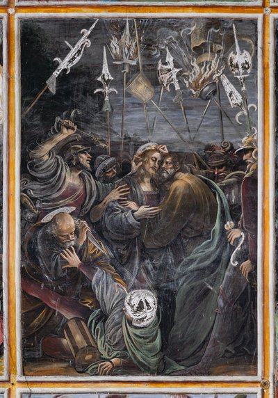 Kus van Judas, detail van "Het leven en de Passie van Christus" door Gaudenzio Ferrari