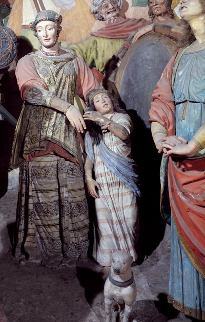 Mannelijke figuur, detail van beelden, door Gaudenzio Ferrari, Kapel XXXVIII bekend als Kruisiging, Heilige Berg van Varallo Sesia (UNESCO Werelderfgoedlijst, 2003), Italië door Gaudenzio Ferrari