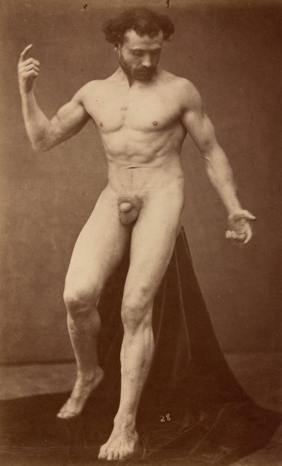 Naaktstudie,jaren 1870 (foto) door Gaudenzio Marconi