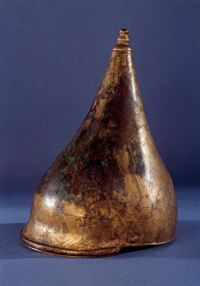 Gallische kunst: gehoornde helm (2e IJzertijd 250 v.Chr. Tene tijdperk) door Gaulish