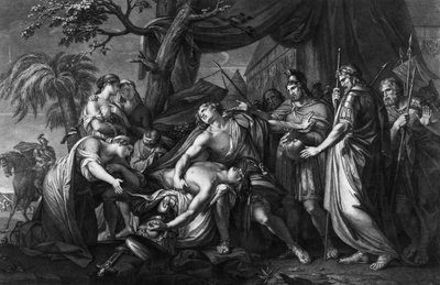 Achilles treurt om de dood van Patroclus, gegraveerd door Domenico Cunego, 1764 door Gavin Hamilton