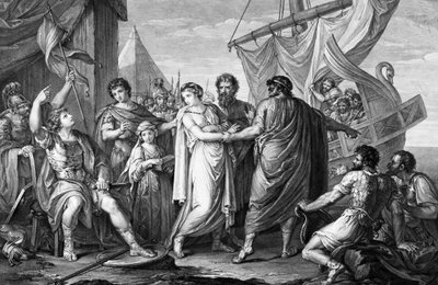 De Woede van Achilles om het Verlies van Briseis, gegraveerd door Domenico Cunego, 1764 door Gavin Hamilton