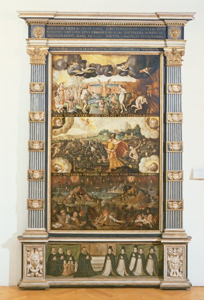 De Opening van het Zesde Zegel, Ezechiëls Visioen en Het Laatste Oordeel, 1584 door Gdansk School