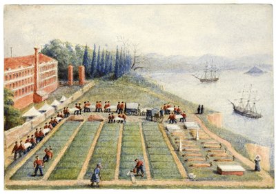 Het kerkhof bij het Algemeen Ziekenhuis, Scutari, april 1855 door General E.W. Wray