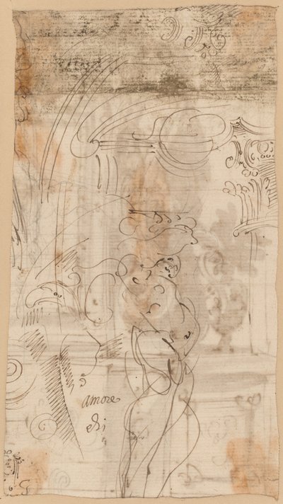 Een Architectonische Studie met een Atlantid door Genoese 17th Century