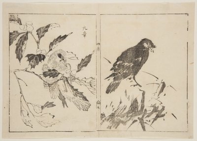 Twee stukken met vogels en bloemen door Gensho Gensho