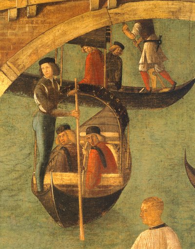 Wonder van het Kruis bij de Brug van San Lorenzo door Gentile Bellini (1429-1507), detail, circa 1500 door Gentile Bellini