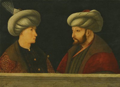 Portret van Sultan Mehmed II met een jonge dignitaris door Gentile Bellini