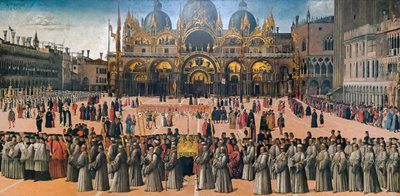 Processie op het Piazza San Marco in Venetië door Gentile Bellini