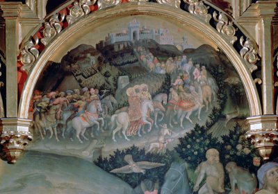 Aanbidding der Wijzen Het Strozzi Altaarstuk, (detail), 1423 door Gentile da Fabriano