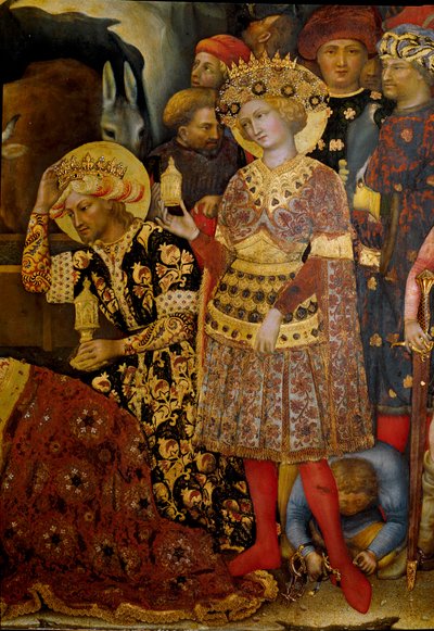 Altaarstuk van de Aanbidding der Wijzen (detail) door Gentile da Fabriano