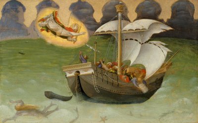 Sint Nicolaas redt het schip uit de storm door Gentile da Fabriano
