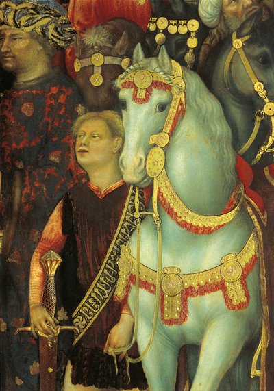 De Aanbidding der Wijzen, detail van paarden door Gentile da Fabriano