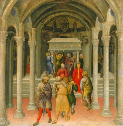 De Kreupelen en Zieken Genezen bij het Graf van Sint-Nicolaas door Gentile da Fabriano