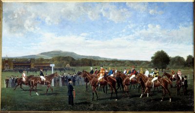 Vertrek in Longchamp gegeven door Baron Foy in 1877 door Geo Arnull