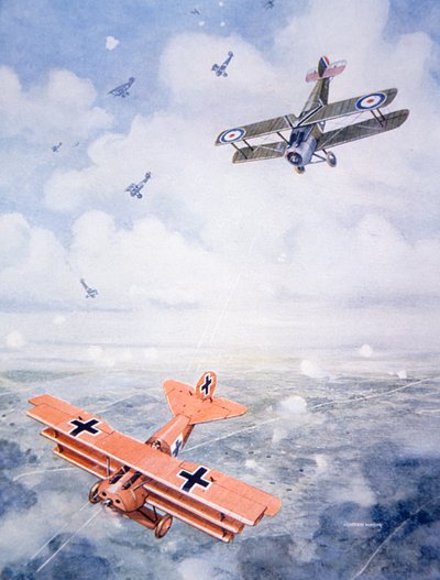 De Laatste Vlucht van Kapitein Baron von Richthofen, ca. 1920 door Geoffrey (after) Watson